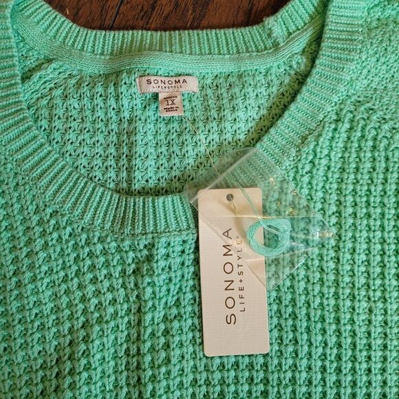 NWT Sonoma Chunky Knit Mint Sweater - Picture 6 of 9